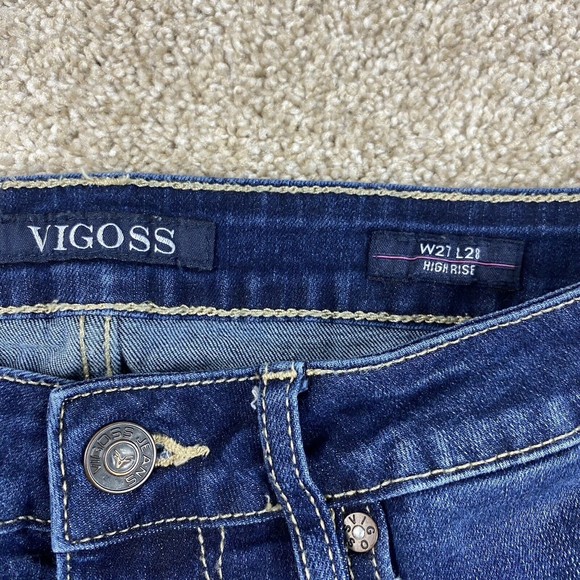 Vigoss Womens Ace Skinny Jeans 27x27 Dark Wash Distressed Stretch Denim - Picture 2 of 9